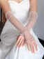 Modest / Simple White Pearl Wedding Bridal Gloves 2025 Tulle