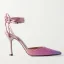 Sexy Pearl Pink Evening Party Womens Sandals 2023 Ankle Strap Bow 8 cm Stiletto Heels Pointed Toe Sandals High Heels