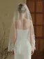 Vintage / Retro White Lace Flower Wedding Veils 2025 1 m Tulle