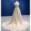Haut de Gamme Kaki Perlage Paillettes Satin Robe De Soirée 2022 Trompette / Sirène Une épaule Sans Manches Dos Nu Chapel Train Soirée Robe De Ceremonie