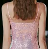 Sparkly Blushing Pink Sequins Evening Dresses 2024 Trumpet / Mermaid Spaghetti Straps Sleeveless Backless Floor-Length / Long Evening Party Formal Dresses