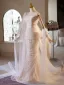 Modest / Simple White Trumpet / Mermaid Wedding Dresses 2024 Strapless Sleeveless Backless Floor-Length / Long Wedding