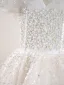 Bling Bling White Beading Pearl Sequins Wedding Flower Girl Dresses 2024 A-Line / Princess Scoop Neck Sleeveless Backless Floor-Length / Long Tulle