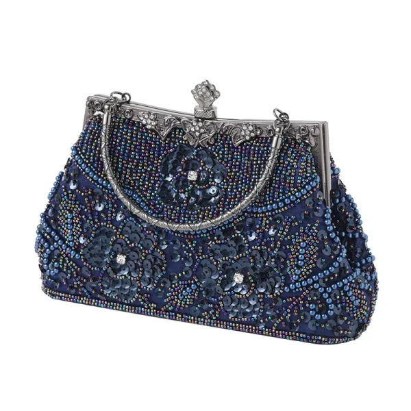 Vintage / Originale Scintillantes Beige Perlage Faux Diamant Paillettes Promo Pochette 2023