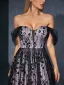 Chic / Beautiful Purple Lace Flower Prom Dresses 2025 A-Line / Princess Off-The-Shoulder Sleeveless Backless Floor-Length / Long Prom Formal Dresses