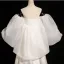 Fashion White Satin Tassel Wedding Dresses 2024 Trumpet / Mermaid Strapless Short Sleeve Backless Sweep Train Wedding