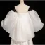 Fashion White Trumpet / Mermaid Wedding Dresses 2024 Strapless Puffy Short Sleeve Backless Sweep Train Wedding