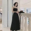 Chic / Beautiful Black Suede Prom Dresses 2022 A-Line / Princess Spaghetti Straps Sleeveless Backless Floor-Length / Long Prom Formal Dresses