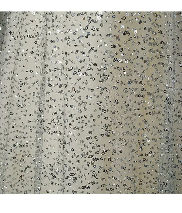 Scintillantes Gris Faux Diamant Paillettes Robe De Soirée 2026 Princesse De l'épaule Manches Courtes Dos Nu Longue Robe De Ceremonie