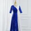 Vintage / Originale Bleu Roi Paillettes Robe De Bal 2025 Trompette / Sirène V-Cou Manches Courtes Longue Promo Robe De Ceremonie