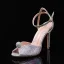 Sexy Bleu Ciel Faux Diamant Soirée Sandales Femme 2024 Bride Cheville 9 cm Talons Aiguilles Peep Toes / Bout Ouvert Talons Hauts