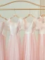 Simple Rougissant Rose Paillettes Robe Demoiselle D'honneur 2024 Princesse Manches Courtes Dos Nu Longue