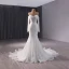 Haut de Gamme Blanche Fait main Perlage Paillettes Robe De Mariée 2024 Trompette / Sirène De l'épaule Manches Longues Dos Nu Tribunal Train Mariage