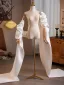 Unusual White Satin Prom shawl 2024 Sleeveless
