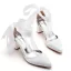 Fashion White Satin Evening Party Womens Sandals 2024 Ankle Strap 7 cm Thick Heels Pointed Toe Sandals High Heels
