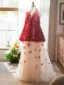 Chic / Belle Bordeaux Appliques Robe De Bal 2025 Princesse Col Haut Sans Manches Dos Nu Train De Balayage Tulle Robe De Ceremonie