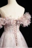Élégant Rougissant Rose Appliques Paillettes Robe De Bal 2024 Princesse De l'épaule Manches Courtes Dos Nu Longue Promo Robe De Ceremonie