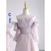 Modest / Simple Lavender Bridesmaid Dresses 2023 A-Line / Princess Off-The-Shoulder Sleeveless Backless Floor-Length / Long Bridesmaid Dresses