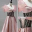 Élégant Rougissant Rose Robe De Bal 2022 Princesse Encolure Carrée Gonflée Manches Courtes Noeud Dos Nu Longue Promo Robe De Ceremonie