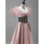 Élégant Rougissant Rose Robe De Bal 2022 Princesse Encolure Carrée Gonflée Manches Courtes Noeud Dos Nu Longue Promo Robe De Ceremonie