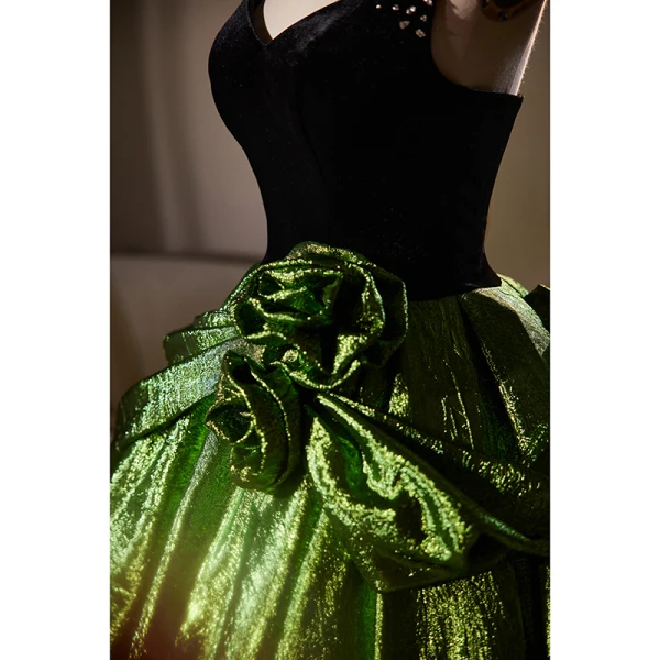 Elegant Dark Green Prom Dresses 2024 Ball Gown Strapless Sleeveless Backless Floor-Length / Long Prom Formal Dresses