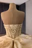 Luxury / Gorgeous Sparkly Champagne Beading Pearl Sequins Ruffle Wedding Dresses 2026 Ball Gown Sweetheart Sleeveless Backless Bow Chapel Train