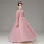 Elegant Candy Pink Beading Sequins Rhinestone Lace Flower Birthday Flower Girl Dresses 2025 Ball Gown Scoop Neck 3/4 Sleeve Floor-Length / Long