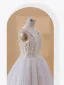 Chic / Beautiful White Beading Pearl Short Birthday Flower Girl Dresses 2024 Spaghetti Straps Sleeveless Backless