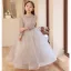Chic / Beautiful Grey Birthday Flower Girl Dresses 2022 A-Line / Princess Scoop Neck Beading Sequins Long Sleeve Floor-Length / Long Flower Girl Dresses