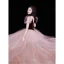 Chic / Beautiful Burgundy Suede Prom Dresses 2022 A-Line / Princess Square Neckline Puffy Short Sleeve Backless Floor-Length / Long Formal Dresses