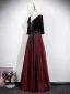Vintage / Originale Bordeaux Noeud Ceinture Robe De Bal 2026 Princesse V-Cou 3/4 Manches Dos Nu