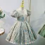 Fashion Sky Blue Star Sequins Birthday Flower Girl Dresses 2022 A-Line / Princess Scoop Neck Pearl Puffy Short Sleeve Floor-Length / Long Flower Girl Dresses