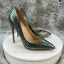 Ovanlig Mörkgrön Laser Snakeskin Trycket Afton Pumps 2025 12 cm Stilettklackar Spetsiga Högklackade