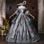 Vintage / Retro Medieval Grey Lace Flower Appliques Prom Dresses 2026 Ball Gown Off-The-Shoulder Short Sleeve Backless Floor-Length / Long Formal Dresses