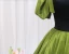 Fashion Clover Green Prom Dresses 2024 Ball Gown V-Neck Puffy Short Sleeve Backless Floor-Length / Long Prom Formal Dresses