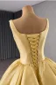Couture Gold Cascading Ruffles Prom Dresses 2024 Ball Gown V-Neck Sleeveless Backless Chapel Train Prom Formal Dresses