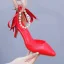 Chic / Beautiful Sky Blue Pearl Ankle Strap Bow Prom Womens Shoes 2024 7 cm Stiletto Heels Pointed Toe High Heels