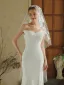 Vintage Witte Kant Bloem Bruids Bruidssluier Tule 2025