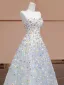 Flower Fairy White Lace Flower Appliques Prom Dresses 2024 A-Line / Princess Strapless Sleeveless Backless Floor-Length / Long Prom Formal Dresses