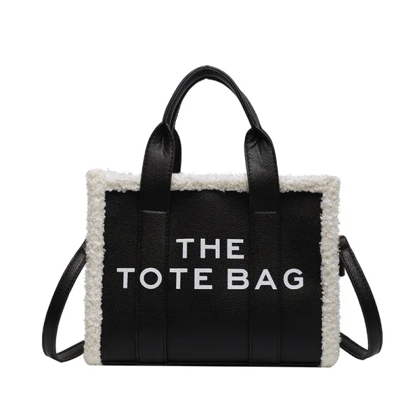 Fashion Letter Graphic Women Tote Bag Women's Bags Brown Shoulder Bags Woolen PU Dating Handbag 2023