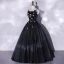 Modest / Simple Black Appliques Sequins Prom Dresses 2022 A-Line / Princess Spaghetti Straps Sleeveless Backless Floor-Length / Long Prom Formal Dresses