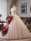 Amazing / Unique Blushing Pink Appliques Prom Dresses 2025 Ball Gown Strapless Sleeveless Backless Floor-Length / Long Prom Formal Dresses