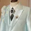 Vert Citron Tomber Hiver 6 pièces Faux Diamant En Dentelle Fleur Manches Longues Costume Garçon Mariage 2024 Bijoux De Corps Manteau Pantalon Chemise Cravate Gilet