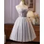 Classy Grey Beading Sequins Lace Flower Homecoming Graduation Dresses 2025 Ball Gown Spaghetti Straps Sleeveless Backless Knee-Length