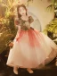 Elegant Red Birthday Embroidered Flower Girl Dresses 2022 Ball Gown Scoop Neck Puffy Short Sleeve Floor-Length / Long Flower Girl Dresses
