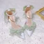 Fashion Sage Green Pearl Bow Prom Womens Sandals 2024 Ankle Strap 9 cm Stiletto Heels Pointed Toe Womens Shoes High Heels