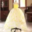 Chic / Beautiful Yellow Sequins Birthday Flower Girl Dresses 2025 Ball Gown Strapless Sleeveless Backless Floor-Length / Long