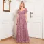 Elegant Blushing Pink Lace Flower Prom Dresses 2024 A-Line / Princess Square Neckline Short Sleeve Backless Floor-Length / Long Prom Formal Dresses