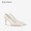 Elegant Ivory Leather Sequins Wedding Shoes 2022 8 cm Stiletto Heels Pointed Toe Wedding Pumps High Heels