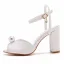 Elegante Weiß Perle Brautschuhe 2024 Knöchelriemen 9 cm Thick Heels Peeptoes Hochzeit Sandaletten Hochhackige